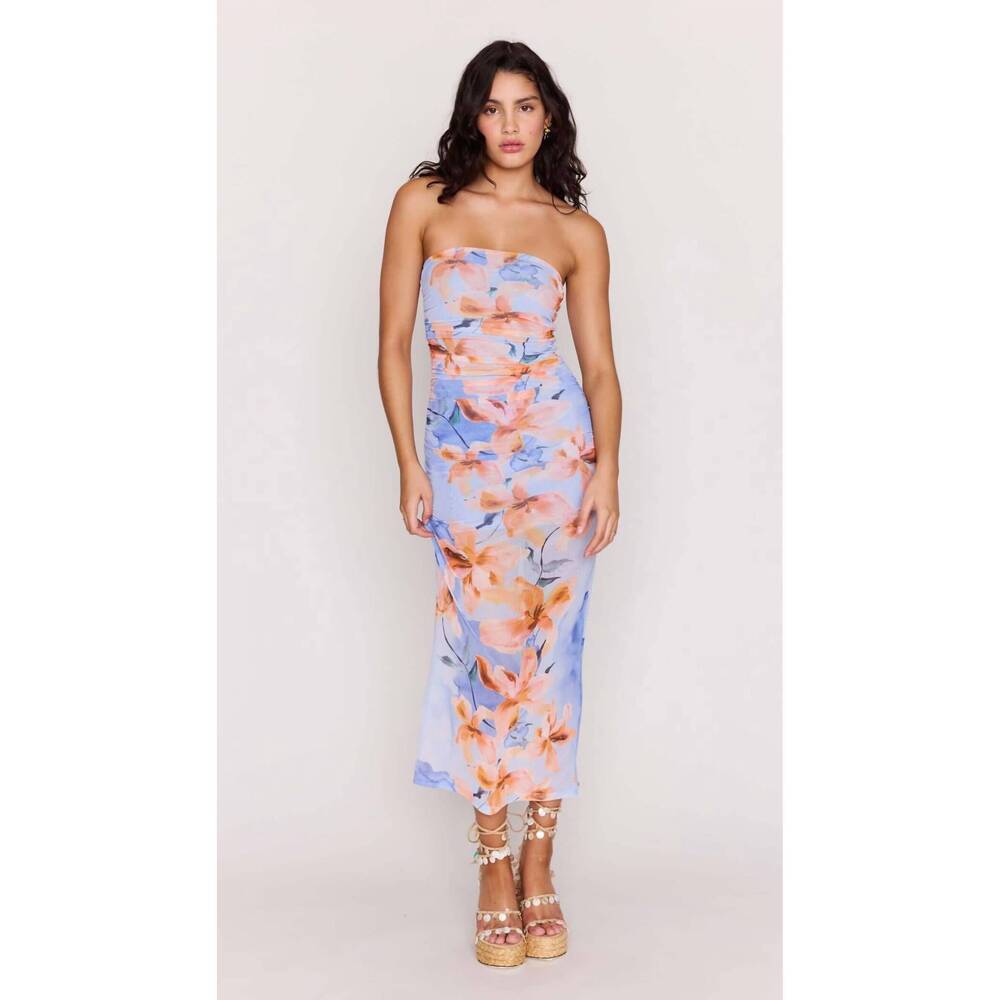 NEW MINKPINK sunspell mesh midi dress in watercolor floral